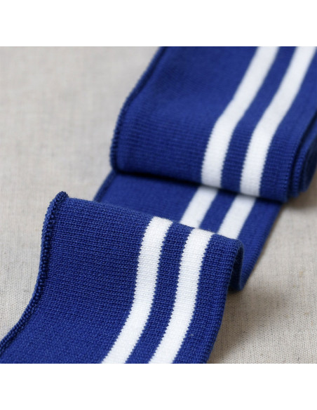 Bord-côte poignets et taille - Bleu roi rayures blanches