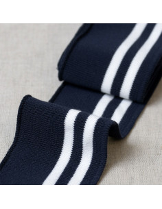 Bord-côte poignets et taille - Bleu marine rayures blanches