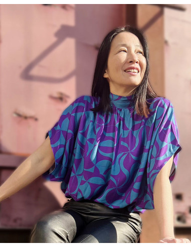 Tissu twill de viscose Purple retro - My Dress Made