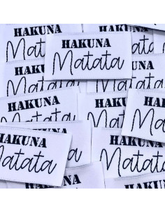 Lot de 5 étiquettes tissées à coudre Hakuna Matata