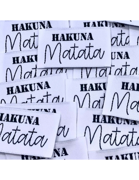 Lot de 5 étiquettes tissées à coudre Hakuna Matata