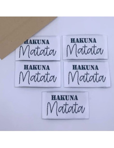 Lot de 5 étiquettes tissées à coudre Hakuna Matata 2