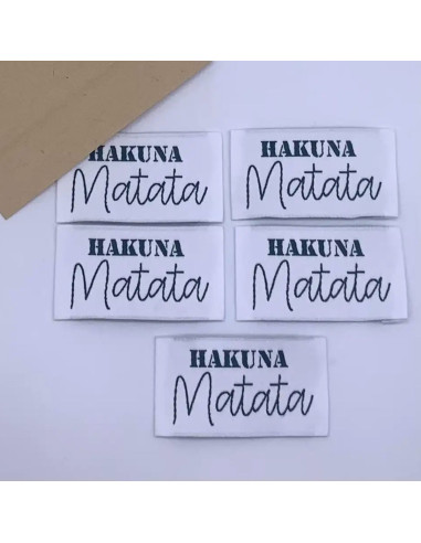 Lot de 5 étiquettes tissées à coudre Hakuna Matata