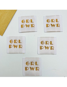 Lot de 5 étiquettes tissées à coudre Girl Power 2