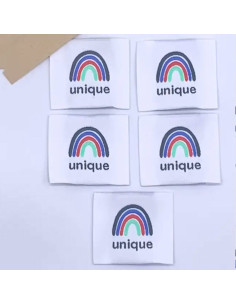 Lot de 5 étiquettes tissées à coudre Unique - Bleu 2
