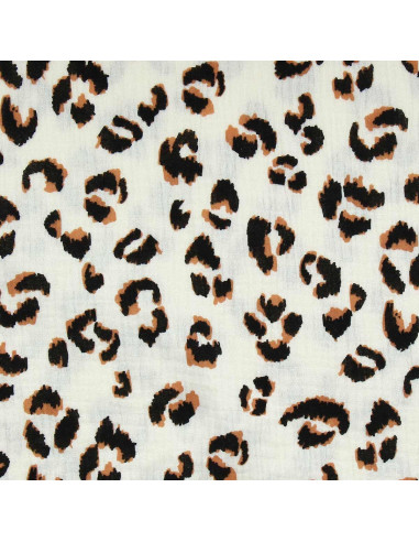 Tissu double gaze Fauve - Écru et marron