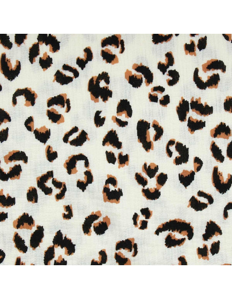 Tissu double gaze Fauve - Écru et marron