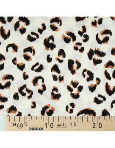 Tissu double gaze Fauve - Écru et marron