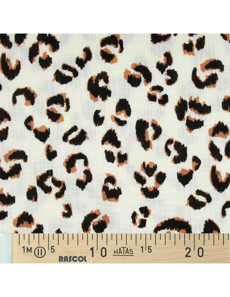 Tissu double gaze Fauve - Écru et marron