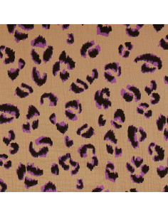 Tissu double gaze Fauve - Marron et violet 2