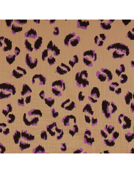 Tissu double gaze Fauve - Marron et violet