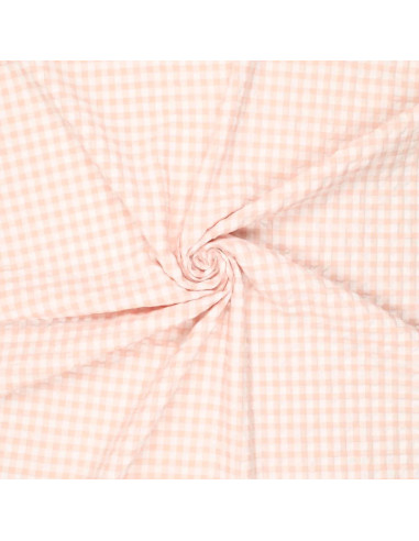 Tissu Seersucker à carreaux - Naturel