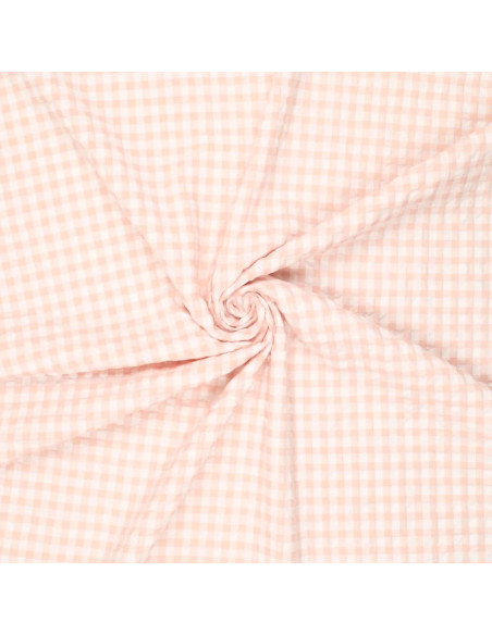 Tissu Seersucker à carreaux - Naturel