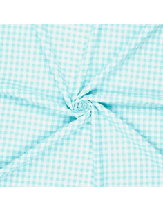 Tissu Seersucker à carreaux - Bleu turquoise