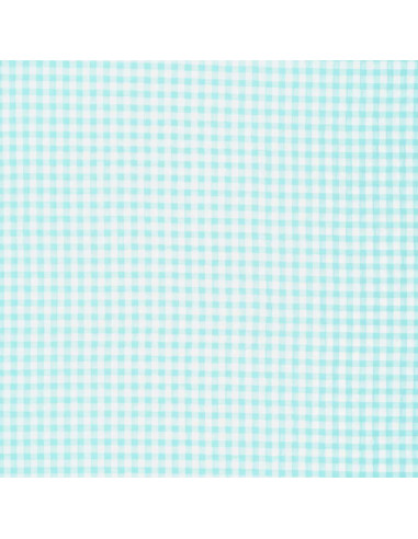 Tissu Seersucker à carreaux - Bleu turquoise