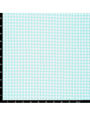 Tissu Seersucker à carreaux - Bleu turquoise
