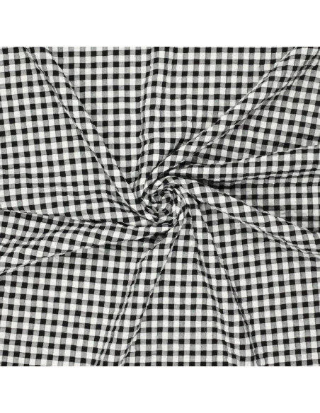 Tissu Seersucker à carreaux - Noir