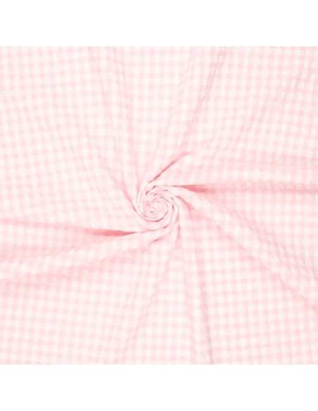 Tissu Seersucker à carreaux - Rose