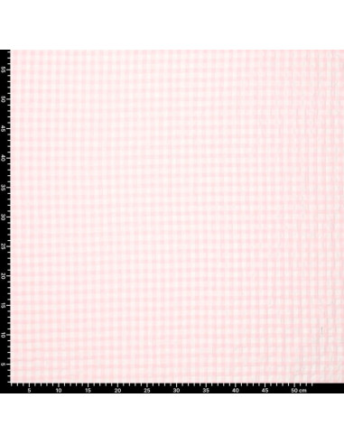 Tissu Seersucker à carreaux - Rose