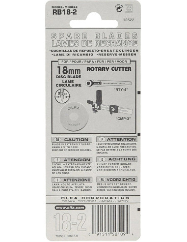2 lames de rechange pour cutter Olfa - 18 mm