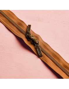 Fermeture double curseur Laiton et Pecan pie 40 cm - Atelier Brunette
