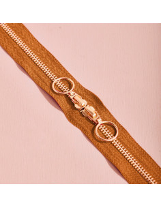 Fermeture double curseur Gold et Pecan Pie 40 cm - Atelier Brunette