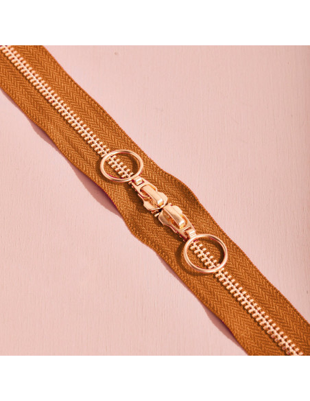 Fermeture double curseur Gold et Pecan Pie 40 cm - Atelier Brunette