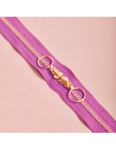 Fermeture double curseur Gold et Bubble Gum 40 cm - Atelier Brunette