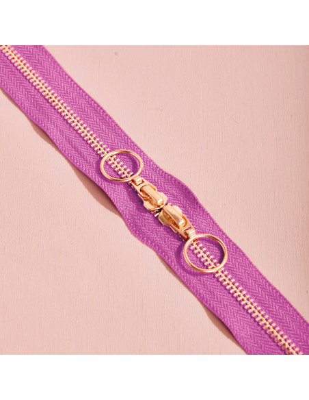 Fermeture double curseur Gold et Bubble Gum 40 cm - Atelier Brunette