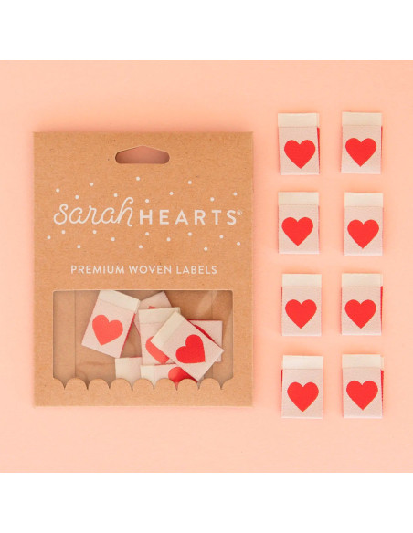 Lot de 8 étiquettes tissées - Red heart