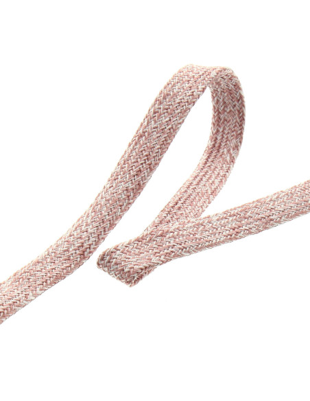 Cordon tressé plat chiné - Rose