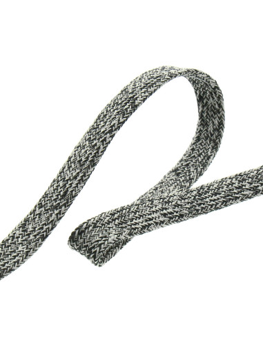 Cordon tressé plat chiné - Anthracite