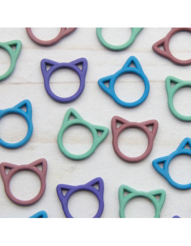 Set de 8 marqueurs de mailles fermés - Chat coloré