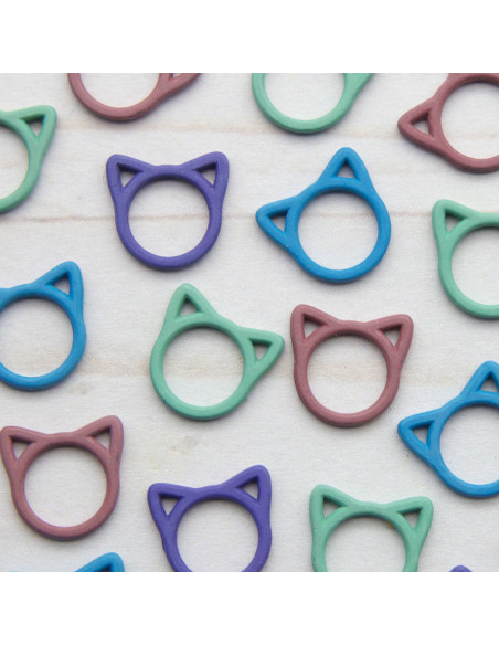 Set de 8 marqueurs de mailles fermés - Chat coloré