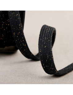 Cordon tressé plat lurex - Noir et or