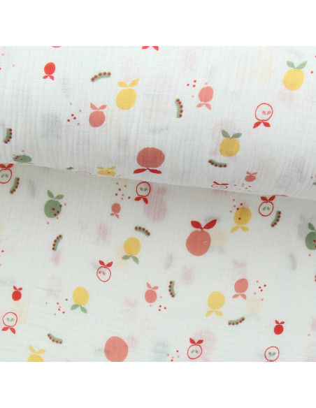 Tissu double gaze fantaisie - Fruits