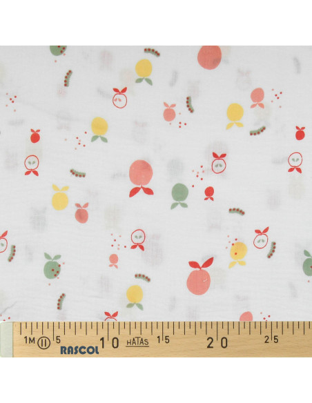 Tissu double gaze fantaisie - Fruits