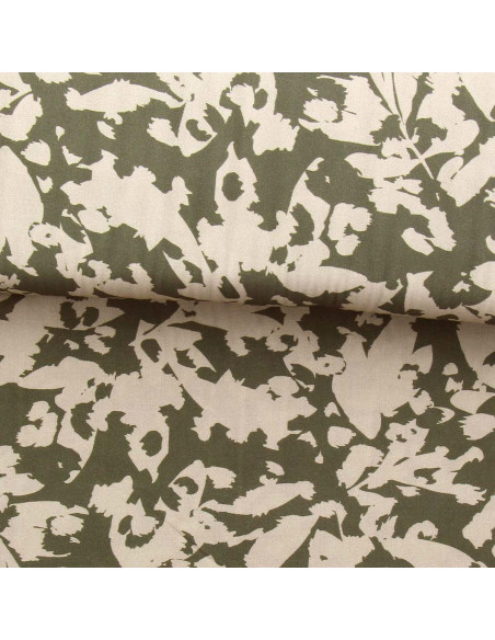 Tissu viscose fantaisie - Abstrait kaki