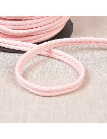Cordon double passepoil chevrons - Rose clair