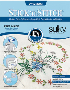 Set de 12 feuilles hydrosolubles, adhésives et imprimables A4 Stick N Stitch Sulky