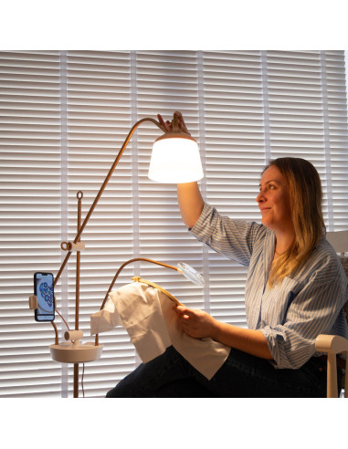 Lampe sur pied avec loupe, plateau et pince téléphone Daylight Anita