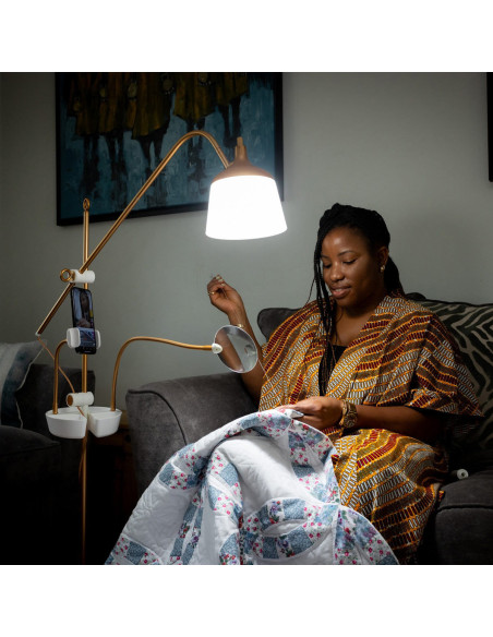 Lampe sur pied avec loupe, plateau et pince téléphone Daylight Anita