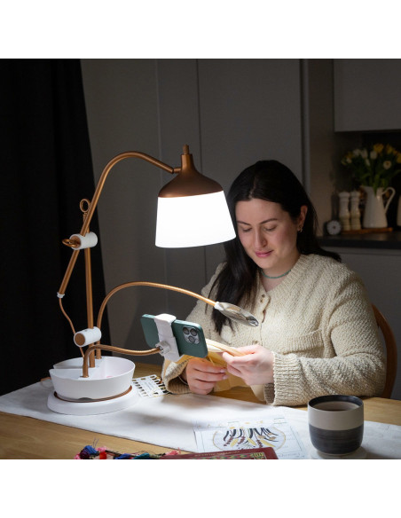 Lampe sur table avec loupe, plateau et pince téléphone Daylight Anita