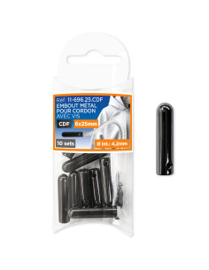 Set de 10 embouts métal pour cordons avec vis - Canon de fusil
