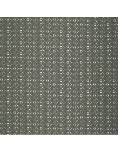 Tissu broderie anglaise extensible - Kaki foncé
