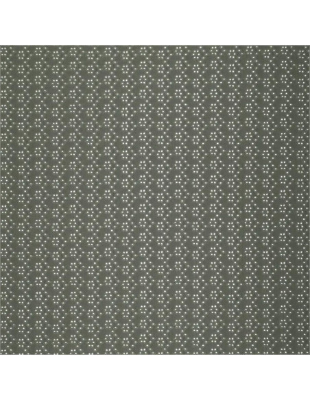 Tissu broderie anglaise extensible - Kaki foncé
