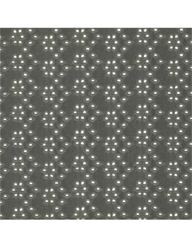 Tissu broderie anglaise extensible - Kaki foncé