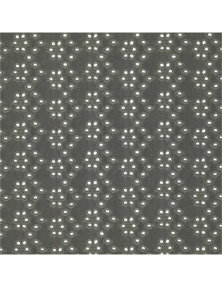 Tissu broderie anglaise extensible - Kaki foncé