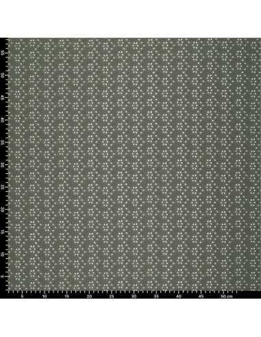 Tissu broderie anglaise extensible - Kaki foncé
