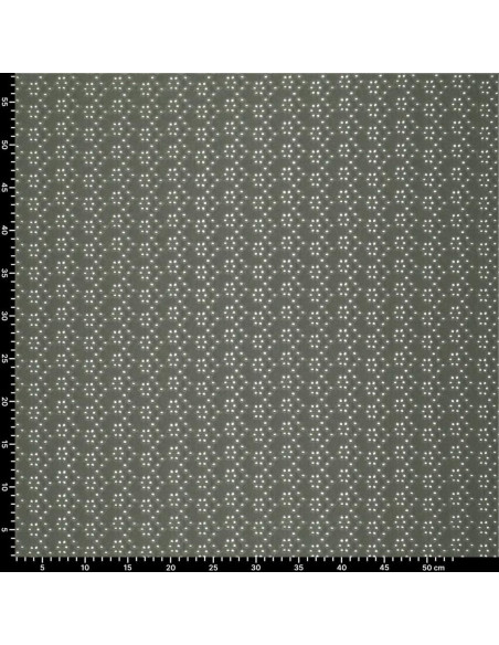 Tissu broderie anglaise extensible - Kaki foncé